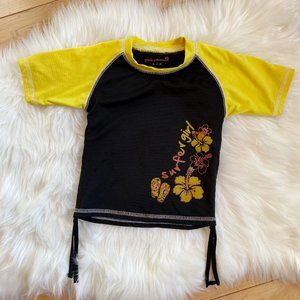 Pink Platinum black yellow swim rashguard 3T